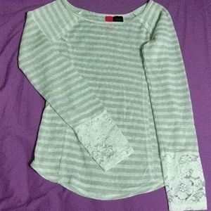 Super Soft Long Sleeved Lace and Stripped Shirt.